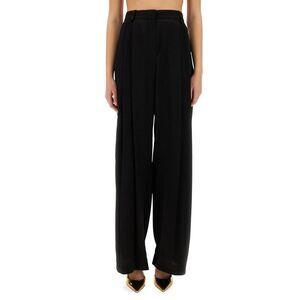 NINA RICCI Wide-Leg Pleated Wool Trousers Women BLACK Pants